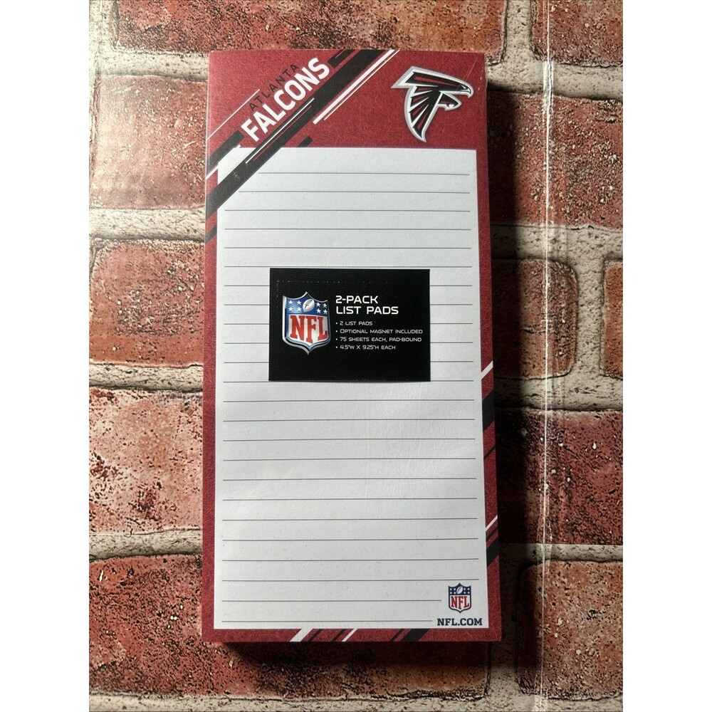 Atlanta Falcons NFL Football 2 Pack List Note Pads 75 Sheets Ea. Optional Magnet
